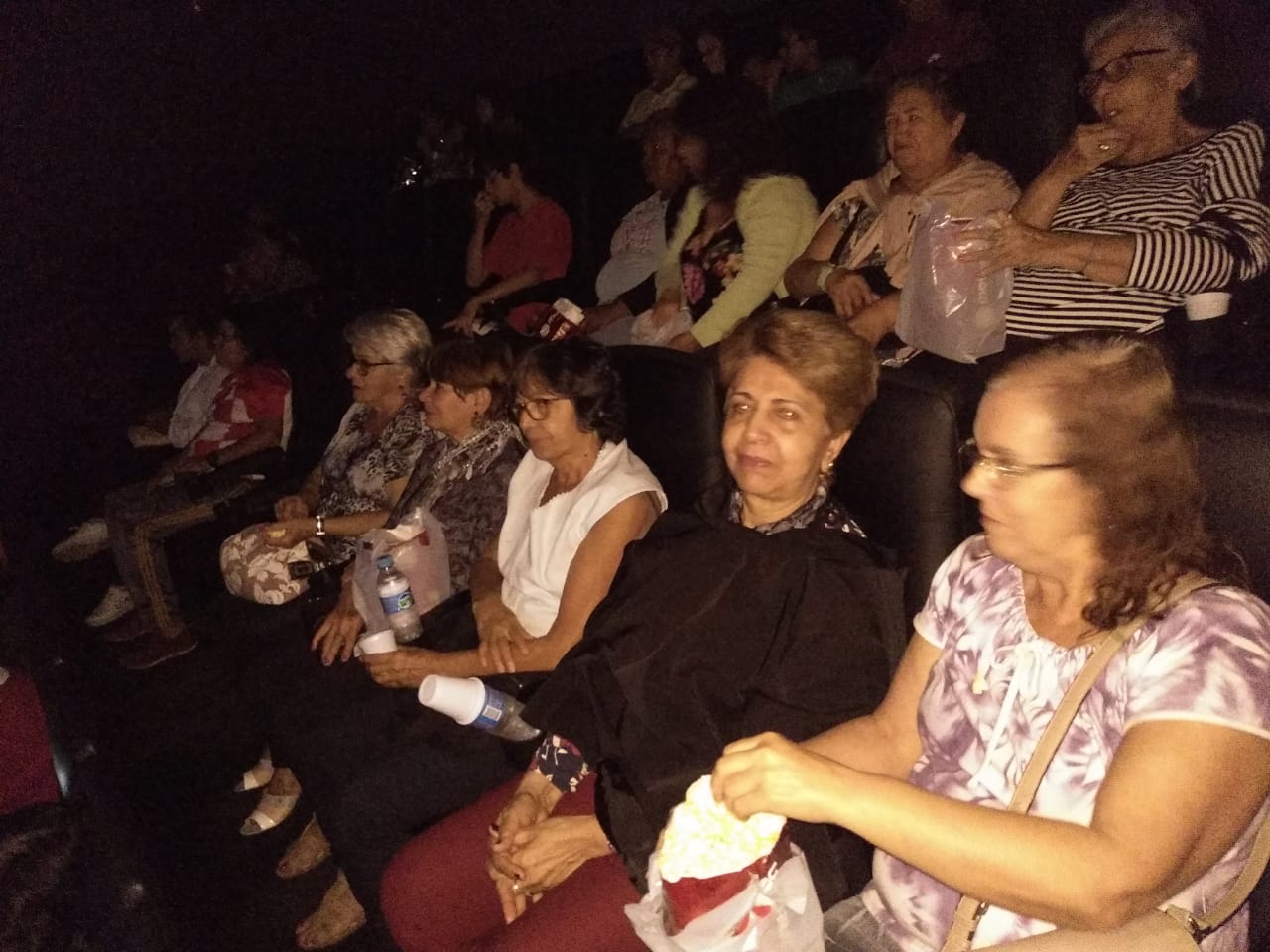 Aposentados/as assistem o filme Rei Leão