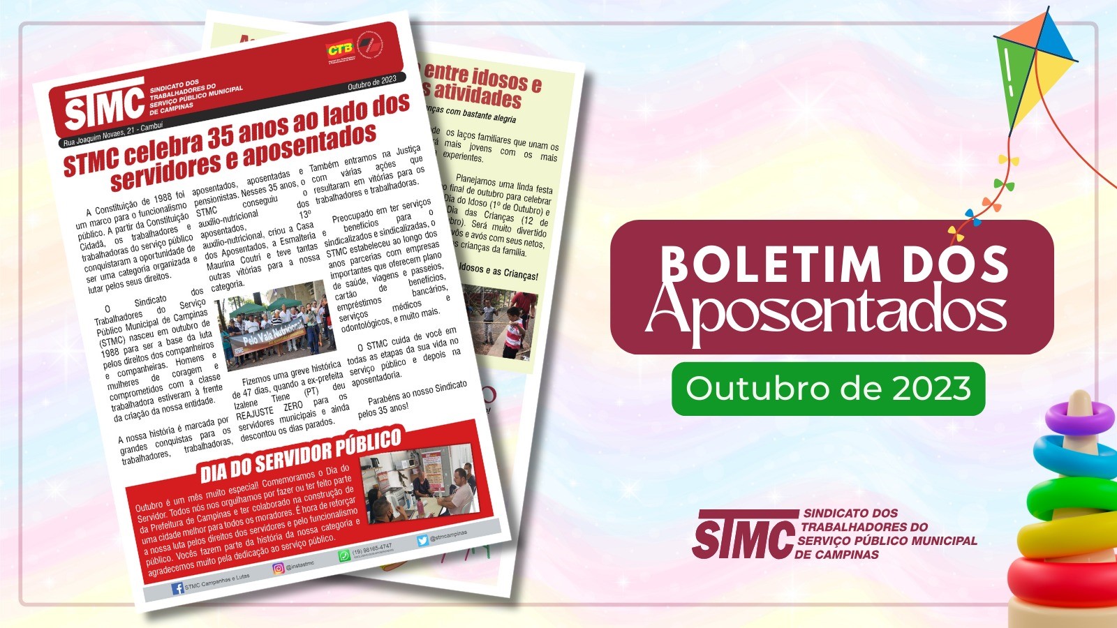 Boletim dos Aposentados comemora os 35 anos do STMC e convida os associados para as atividades da Casa dos Aposentados. 
