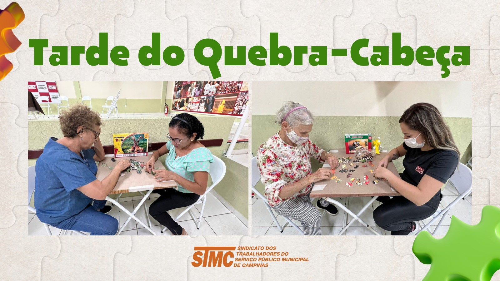 STMC  Café da tarde com jogos de quebra-cabeça diverte os aposentados