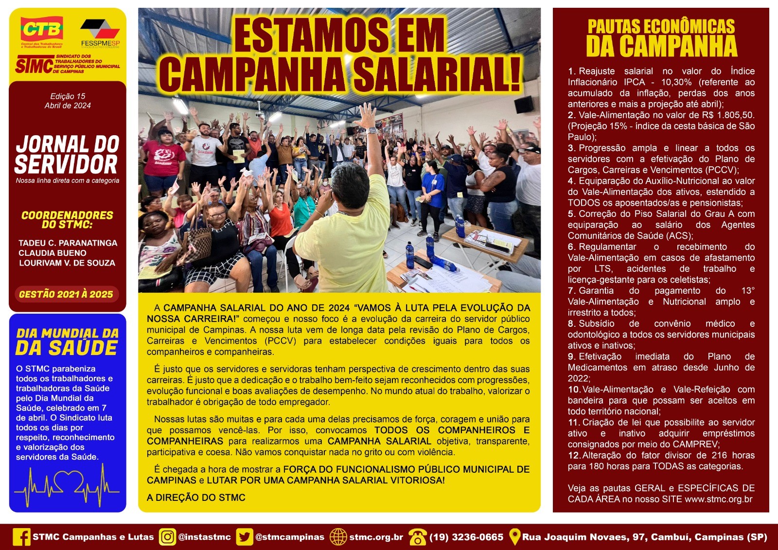 Jornal do Servidor informa sobre a Campanha Salarial 2024. 