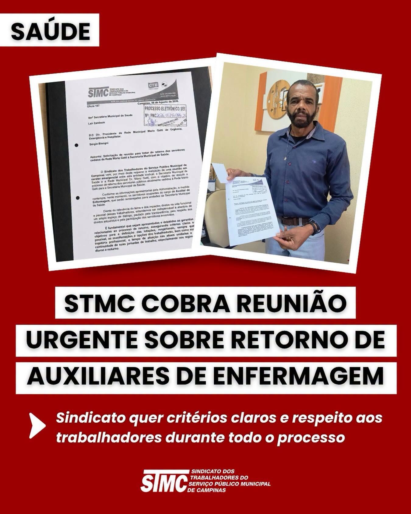 STMC cobra reunião urgente sobre retorno de auxiliares de enfermagem