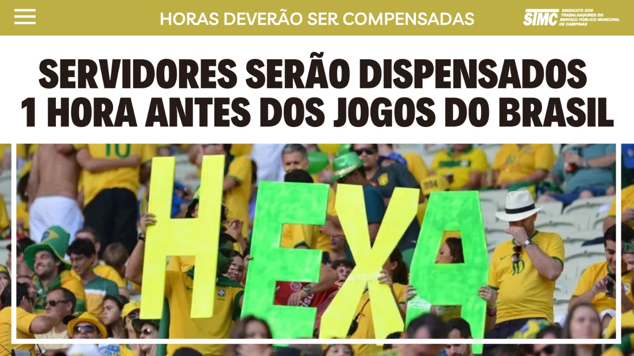 Prefeitura altera expediente nos dias de jogos do Brasil na Copa do Mundo  Feminina - Sindicato dos Servidores Públicos Municipais
