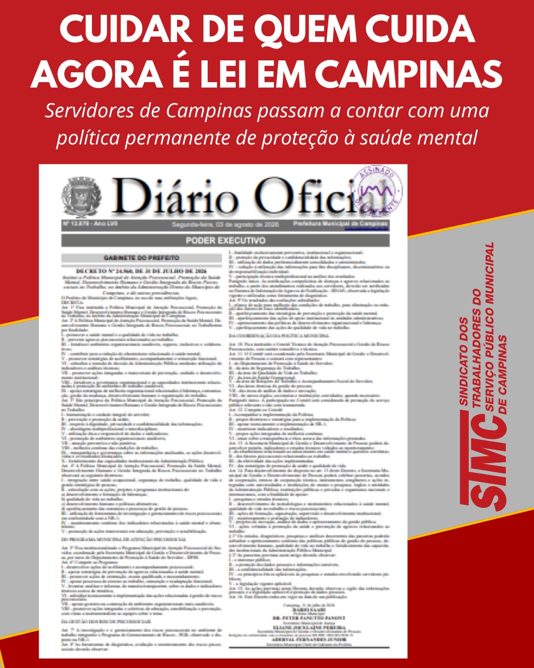 Atenção à saúde mental dos servidores vira norma em Campinas